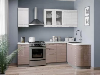Кухонный гарнитур 2400 угловой Анастасия №2 Белый Капучино