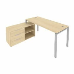 Рабочая станция на П-образном м/к с опорной тумбой левая Metal System Б.РС-СТС-2.4 Л Акация/Серый