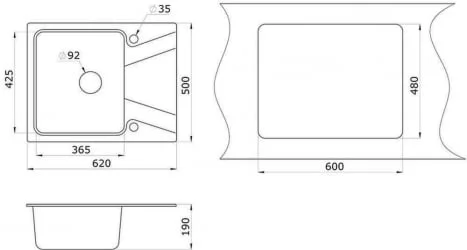 Кухонная мойка GRANULA 6201 Арктик