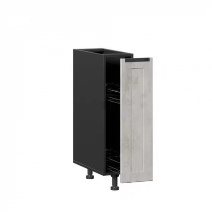 Тумба кухонная 200 бутылочница Джамис ЛД 296.100.000.086 Черный Белый камень_1