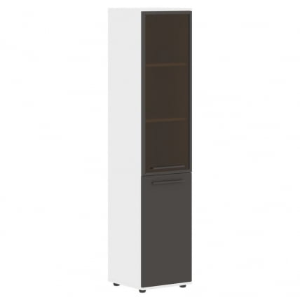 Шкаф-колонка комбинированная с дверью в металлической раме левый ЕДИС ЕХCС 42.7 Л Мокко Мокко Белый / EDIS EHCS L_0