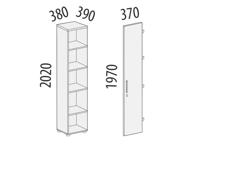 Стеллаж закрытый Альфа 64 134 Дуб Кронберг_3