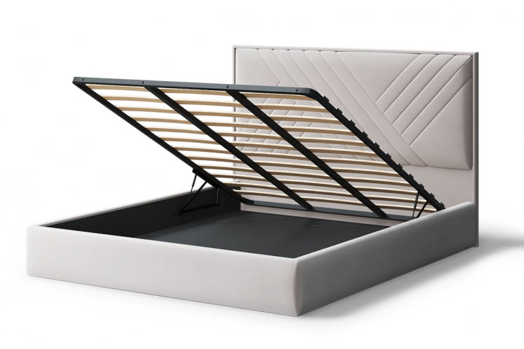 Кровать МИРА 2000*1800мм (без опор), велюр НЕО 02 (бежевый), (б/основания, б/матраса) / NEO_2