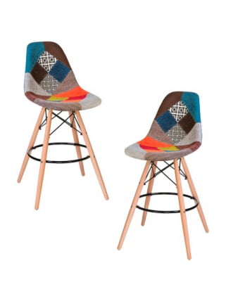 Стул барный ДОБРИН ДСВ БАР (ножки светлый бук, цвет сиденья мозаика) 2 шт / DOBRIN DSW BAR_0