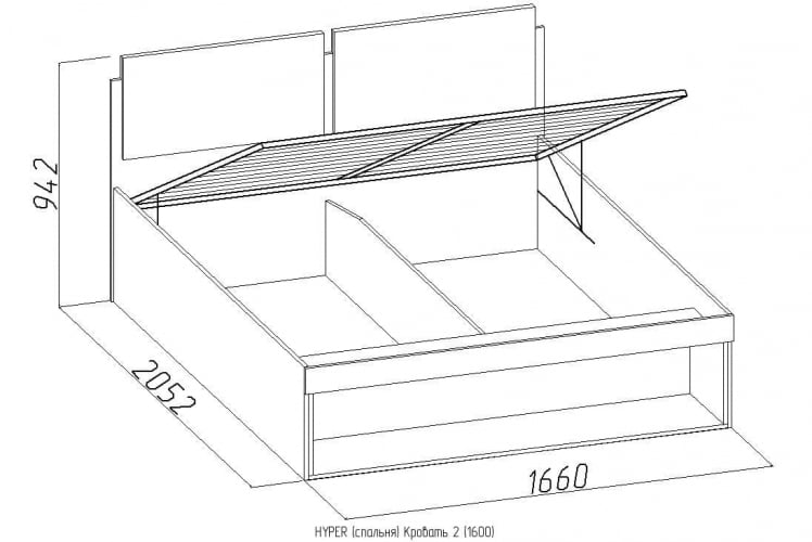 Кровать 2 (1600) HYPER Венге (спальня)_2