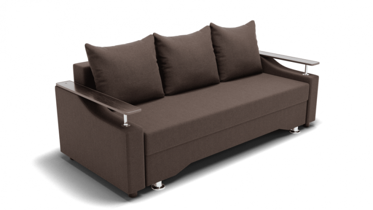 Диван Квадро-1 ППУ (ЗР) Цвет фасада: Коричневый; Тип: Прямой; Материал фасада: Металл/Велюр_0