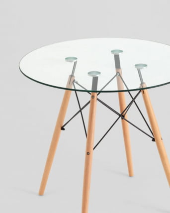 Стол круглый EAMES DSW NEW D=80 прозрачный стеклянный_4