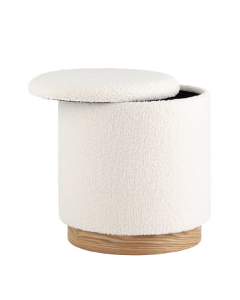 Пуф с ящиком Холли L Тедди белый_1