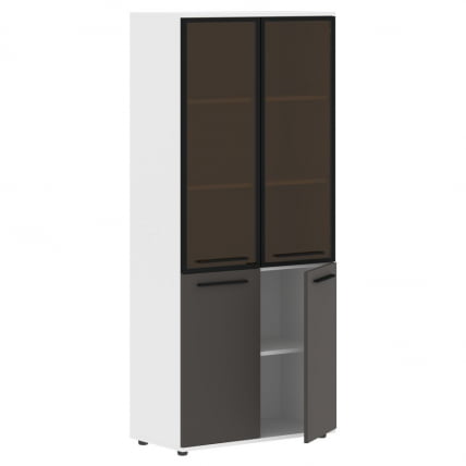 Шкаф комбинированный  с дверьми в металлической раме ЕДИС ЕХCС 85.7 Мокко Черный Белый / EDIS EHCS_1