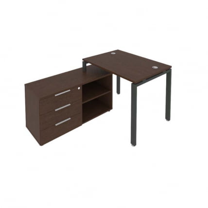 Рабочая станция на П-образном м/к с опорной тумбой левая Metal System Б.РС-СТС-2.1 Л Венге/Антрацит_0