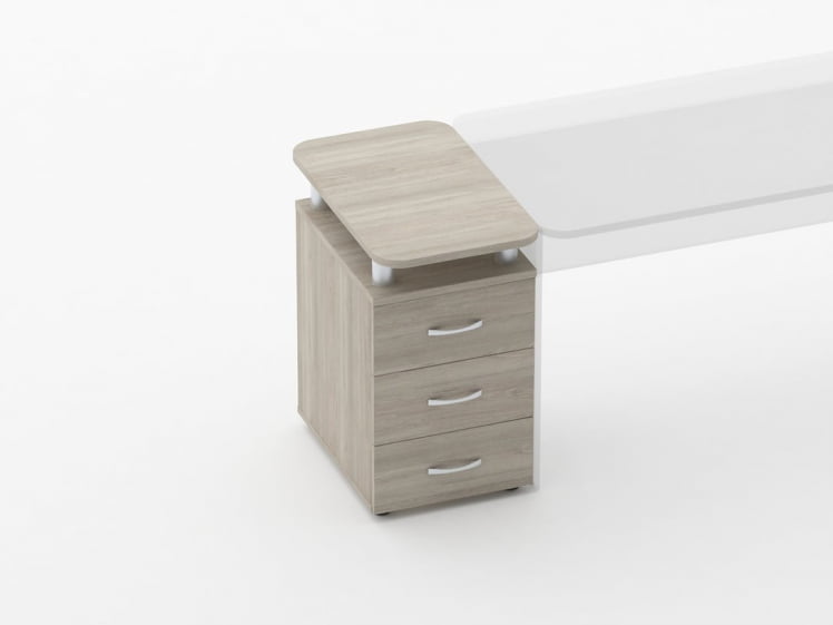 Тумба приставная на 3 ящика с проставками Glassy 3.10.16 Дуб сантана светлый_0