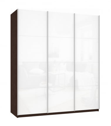 Шкаф-купе трехдверный Прайм 1800 Белое стекло/Белое стекло/Белое стекло Венге_0
