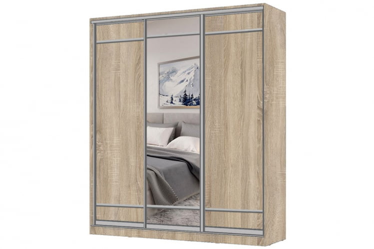 Шкаф-купе 3-х дверный Виктория 1800х584х2300, Дуб сонома светлый 18ДЛЛЛДЗЗЗДЛЛЛ-ППШШ-Дсс 310-2182_0