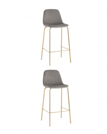 Комплект из двух стульев Валенсия SN велюр серый золотые ножки (2 шт)_0