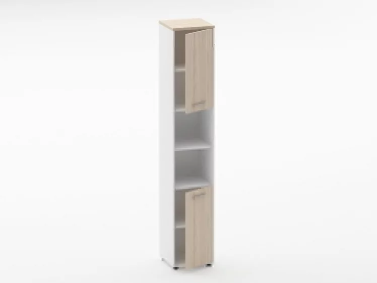 Шкаф 5 узкий закрытый с 2 -мя открытыми полками Deka 10.23.12Пр Туя/Белый_1