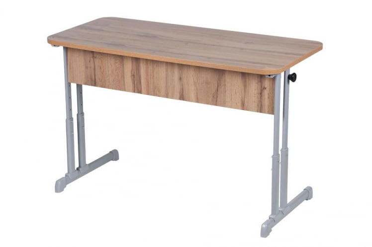 Парта двухместная эргономическая (рост 3-7) Клен Танзау/Металл Серый_0