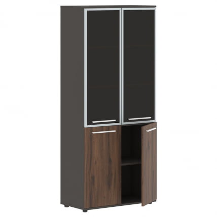 Шкаф комбинированный  с дверьми в металлической раме ЕДИС ЕХCС 85.7 Дуб Денвер темный Белый Мокко / EDIS EHCS_1