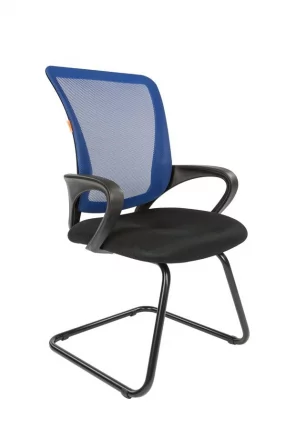 Кресло для посетителей Чаирман 969 В сетка синяя/ткань черная / Chairman V_0