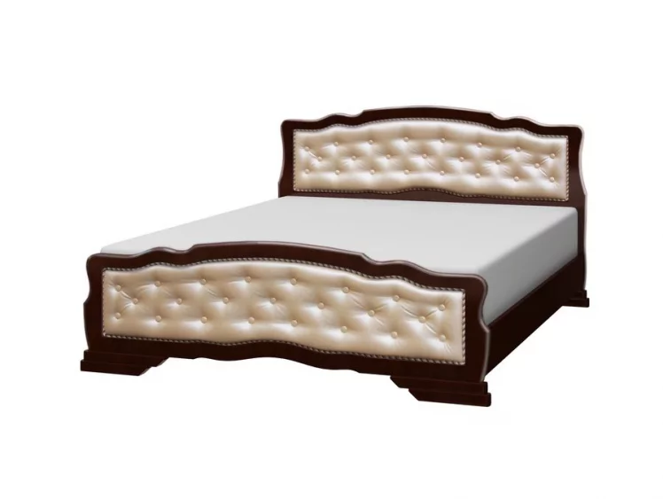 Кровать из массива Карина-10 200х160 Орех темный Светлая экокожа_0