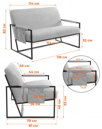 Диван Charli LUX Д/Чарли Люкс экокожа , Sharp Графит_11