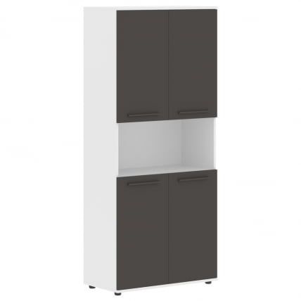 Шкаф с двумя комплектами глухих малых дверей ЕДИС ЕХCС 85.4 Мокко Мокко Белый / EDIS EHCS_0