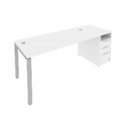 Рабочая станция с опорной тумбой Metal System Б.РС-СТП -1.4 Белый/Серый_0