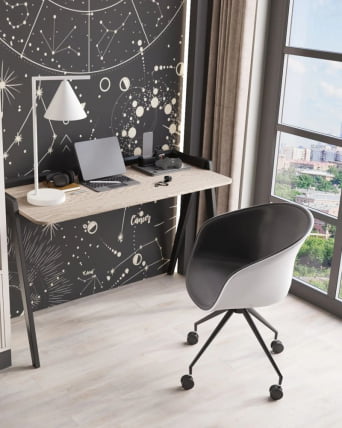 Кресло офисное LIBRA пластик белый экокожа черная на колесиках_9