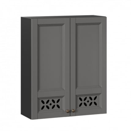 Шкаф кухонный 800 высокий со стеклом Амели-3 ЛД 299.460.000.052 Черный Оникс серый_0