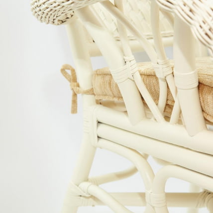 Комплект обеденный ANDREA GRAND (стол со стеклом+6 кресел+ подушки) TCH White (белый), Ткань рубчик, цвет кремовый_5