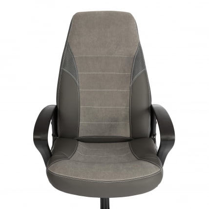 Кресло INTER (24) кож/зам/флок/ткань, серый/металлик, C-36/29/TW-12_5