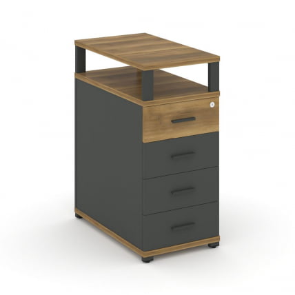 Тумба приставная с 4-мя ящиками и надставкой CONCEPT CN.TGO-003 B/W Сандал Янтарный Антрацит_0