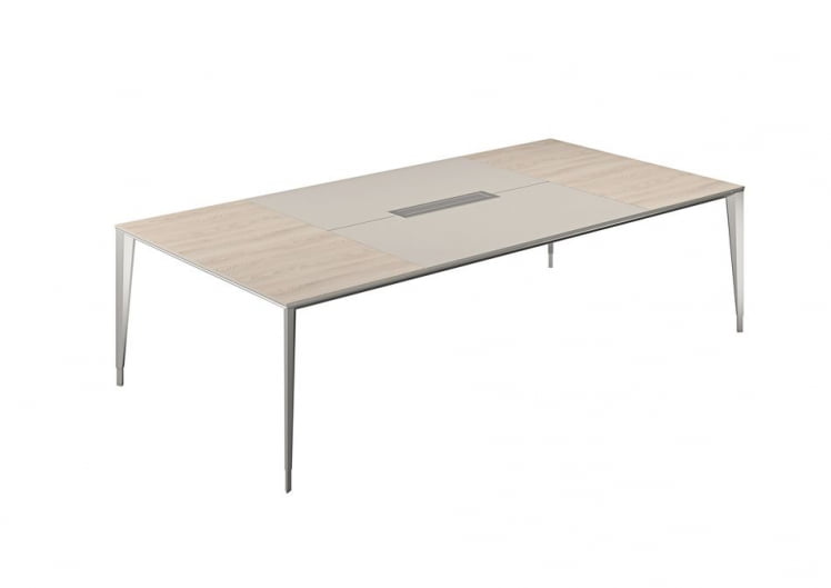 Конференц-стол (домино вдоль) Atlas NZ-0104.YN.GS.AL Ясень Наварра Серый камень Алюминий_0