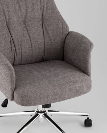 Кресло офисное TopChairs Neoma светло-серый экокожа ткань_11