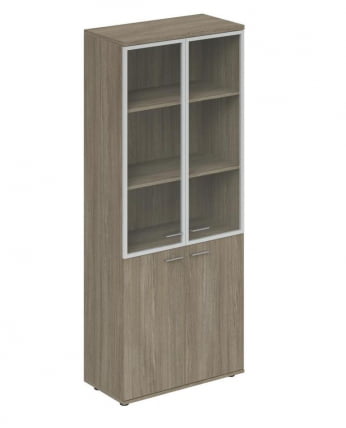 Шкаф высокий со стеклом, задняя стенка ЛДСП Wing WN.711.OD.OD.AL Дуб темный_0