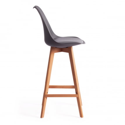 Стул барный TULIP BAR (mod. C1014H-1) пластик/дерево, 42 х 47,5 х 104 см, Grey (серый) 92717 / натуральный_1