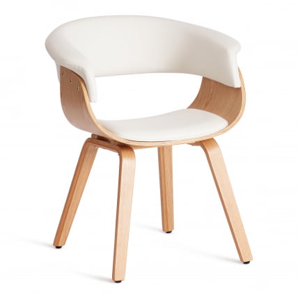 Стул VIMTA (mod.8021) дерево / экокожа, 69х56х77 см, натуральный/белый_0