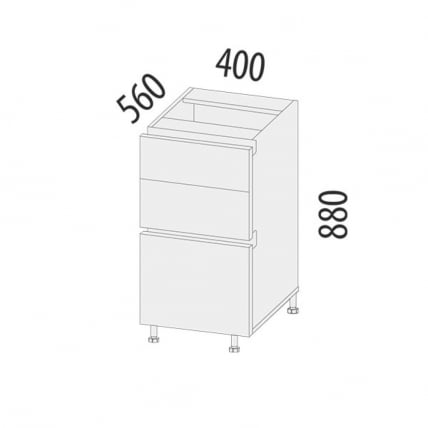 Напольный шкаф (3 ящика с доводчиком Titusoft) Бостон 60_4