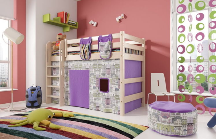 Кровать полувысокая Соня Вариант 5 с прямой лестницей_1