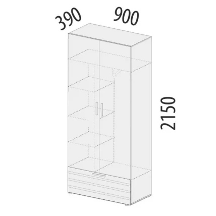 Шкаф для одежды с полками и штангой Денвер 400.02_3