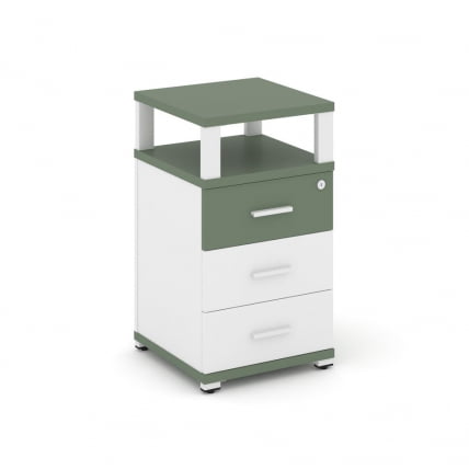 Тумба приставная с 3-мя ящиками и надставкой CONCEPT CN.TUP-003 B/W Кобо Белый бриллиант Белый_0