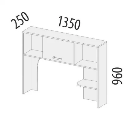Надстройка Эверест 500.19 Дуб Кронберг/Белый шпон/Плаза Стоун_1