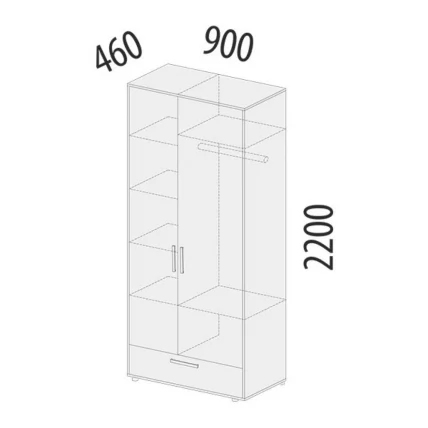 Шкаф для одежды с полками и штангой Аляска 501.01_8
