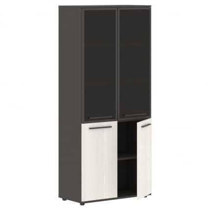 Шкаф комбинированный  с дверьми в металлической раме ЕДИС ЕХCС 85.7 Ясень Траун Мокко Мокко / EDIS EHCS_1