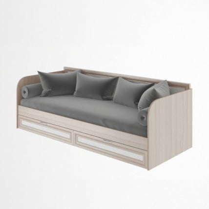 Кровать с ящиками Остин Модуль №23 Ясень шимо светлый/белый_0