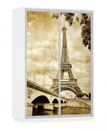 Шкаф-купе двухдверный Экспресс Дуо 1600х2400h Париж/Белый снег_0