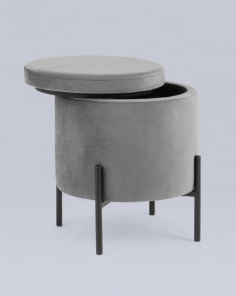 Пуф Грейс с ящиком велюр Серый_5