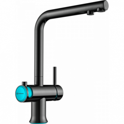 Смеситель Omoikiri Hotaru-B Латунь/Вороненая Сталь/Голубой_0