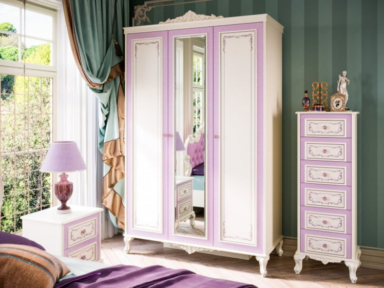 Комплект мебели для спальни Маркиза №6 Алебастр Сиреневый_1
