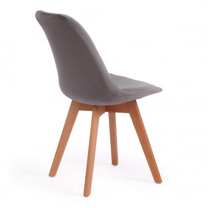 Стул TULIP SOFT (mod. 74) вельвет/дерево , 54 х 47 х 83 см , светло-серый (HLR19)/натуральный_2
