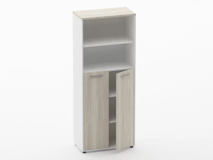 Шкаф 4 широкий 2 полки открытые, 3 полки закрытые Deka 10.19.131 Дуб Сантана светлый/Белый_1